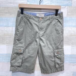 Lucky Brand Cargo Chino Shorts Olive Green Flat Front 100% Cotton Casual Boys 18